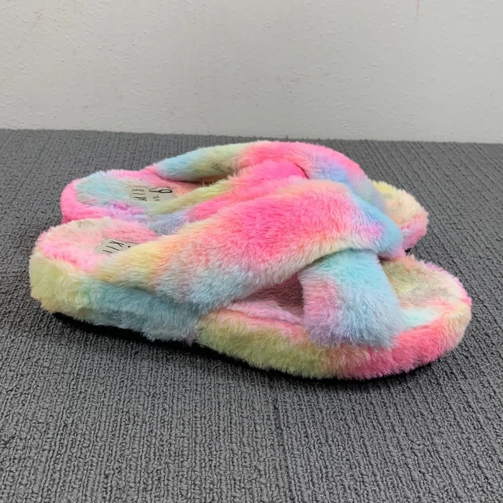 Mix No. 6 Platform Slipper Sandals Womens Size 9 Tie Dye Fuzzy Amatta Slides - Picture 8 of 13